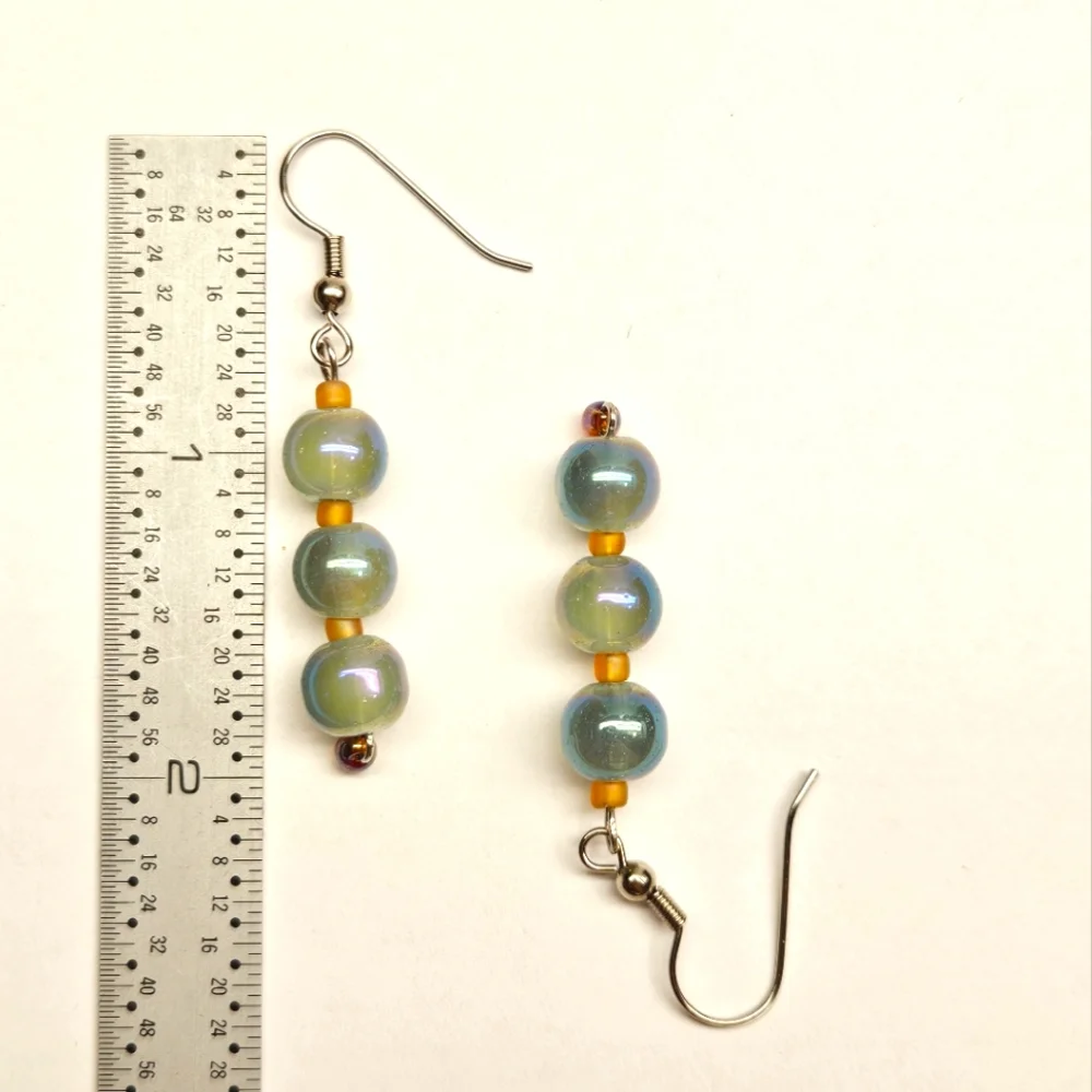 Green and Blue Beaded Earrings